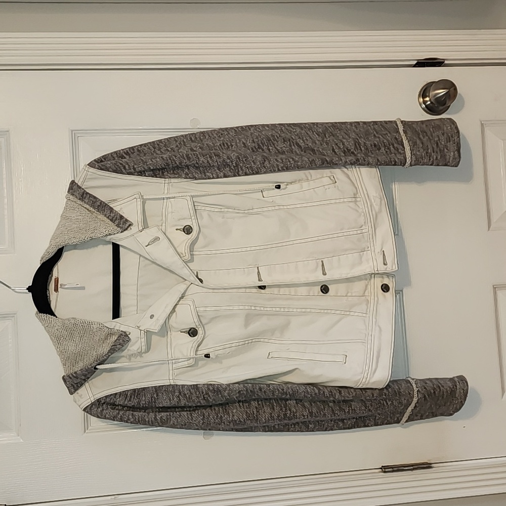 Free People White and Gray Jean Jacket
